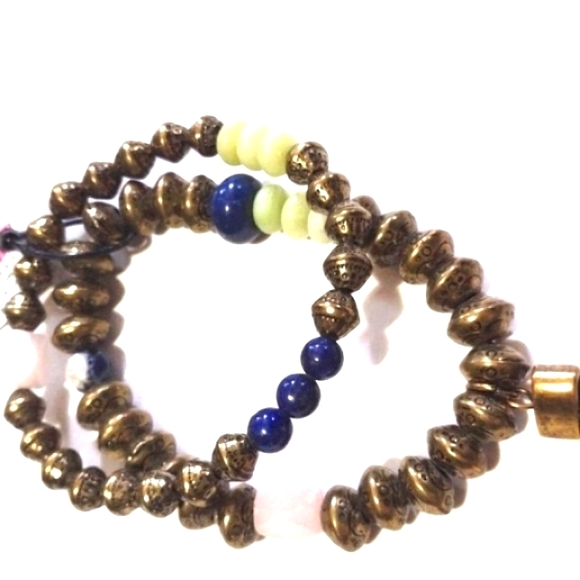 💥CLEARANCE💥CHICO'S BRONZE BEADED DOUBLE 2 SEPARATE STRETCH BRACELETS - NWT - Picture 2 of 8